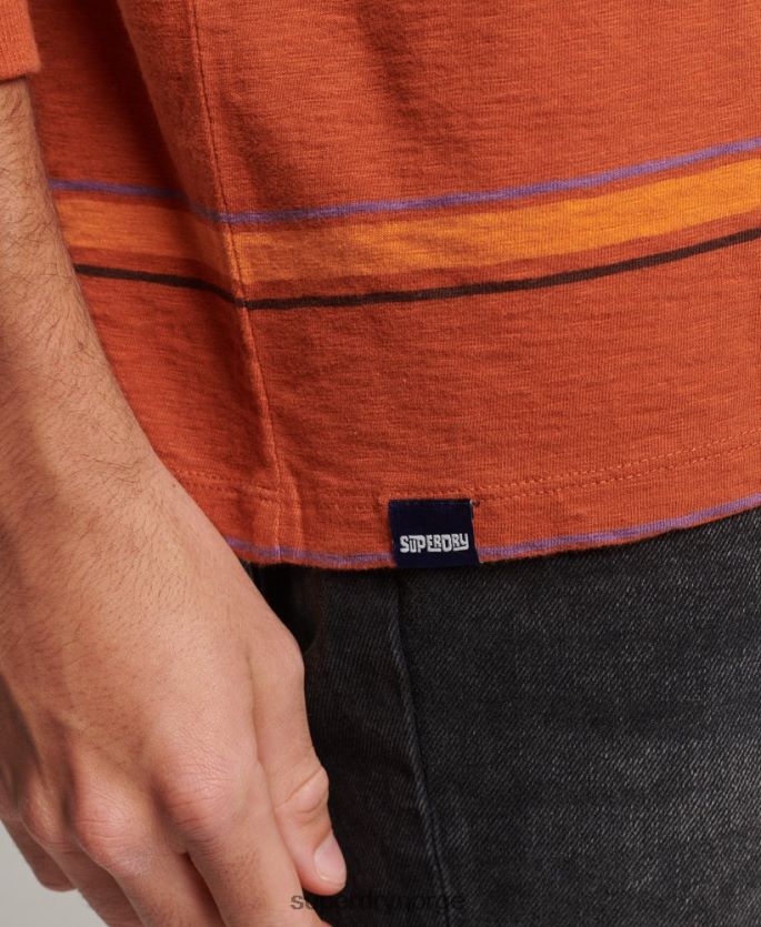Superdry brun klær 86P46D1476 vintage teksturert stripetopp i økologisk bomull menn