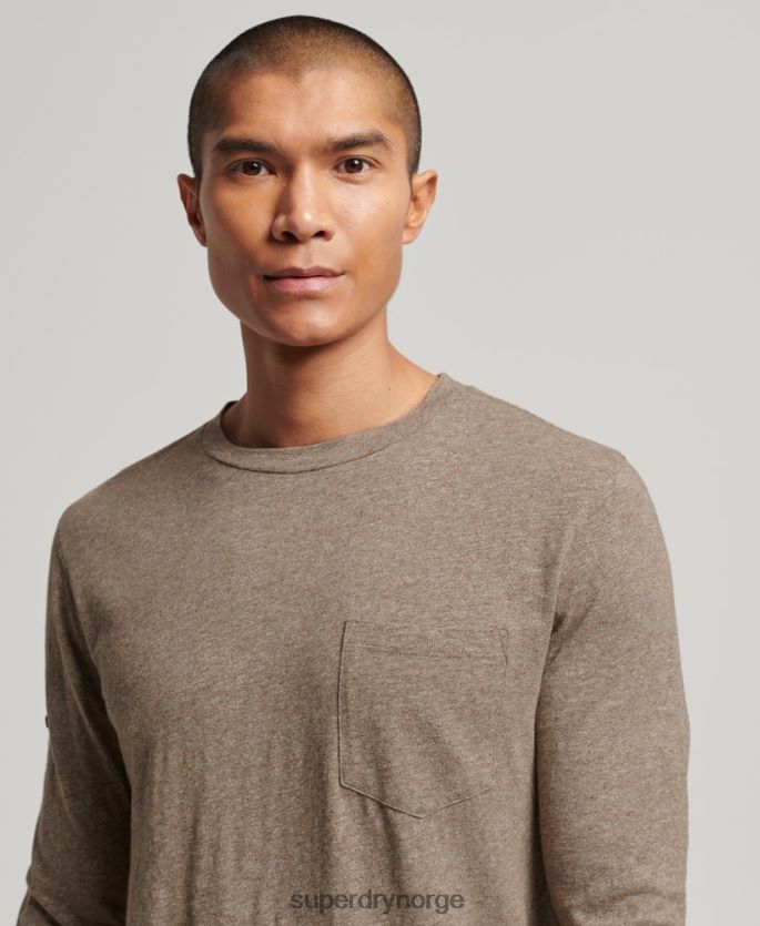 Superdry brun klær 86P46D1532 langermet slub jersey topp menn