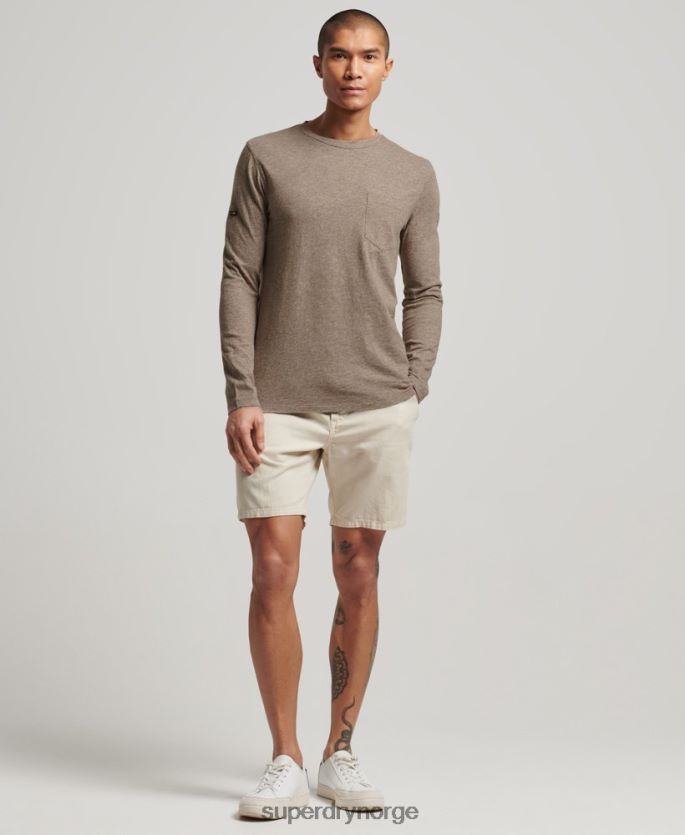 Superdry brun klær 86P46D1532 langermet slub jersey topp menn