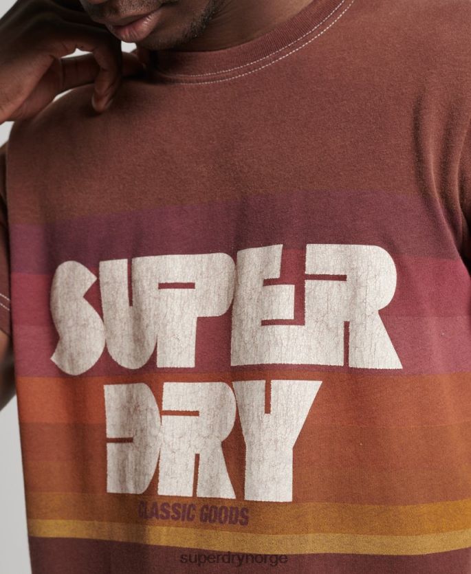 Superdry brun klær 86P46D4889 vintage t-skjorte med striper fra 70-tallet menn