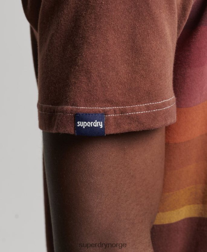 Superdry brun klær 86P46D4889 vintage t-skjorte med striper fra 70-tallet menn