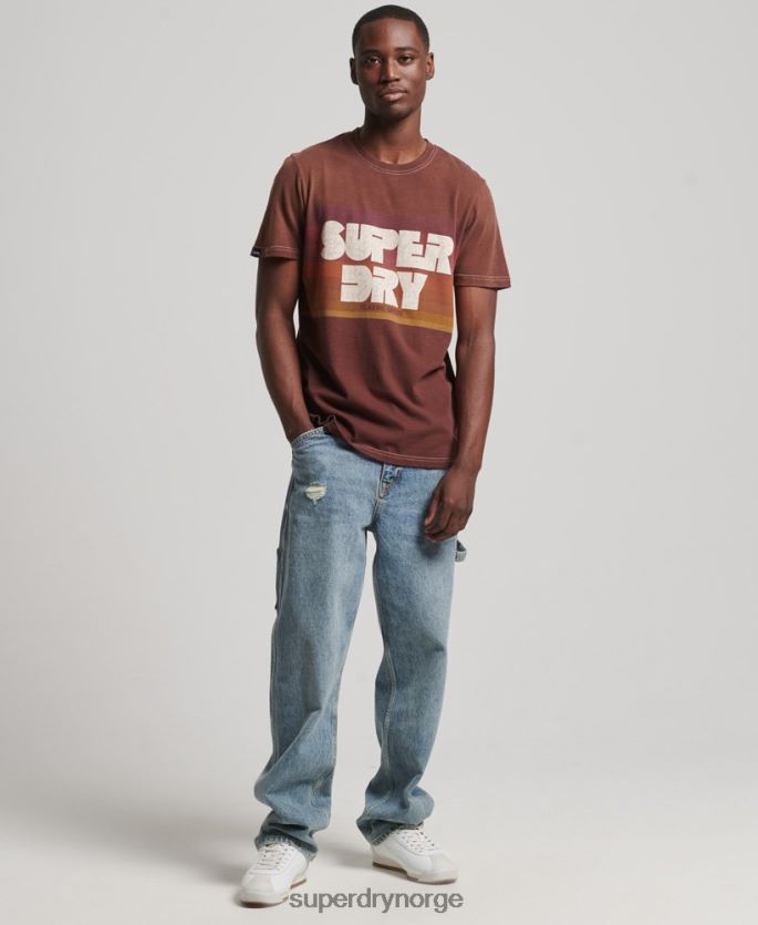Superdry brun klær 86P46D4889 vintage t-skjorte med striper fra 70-tallet menn