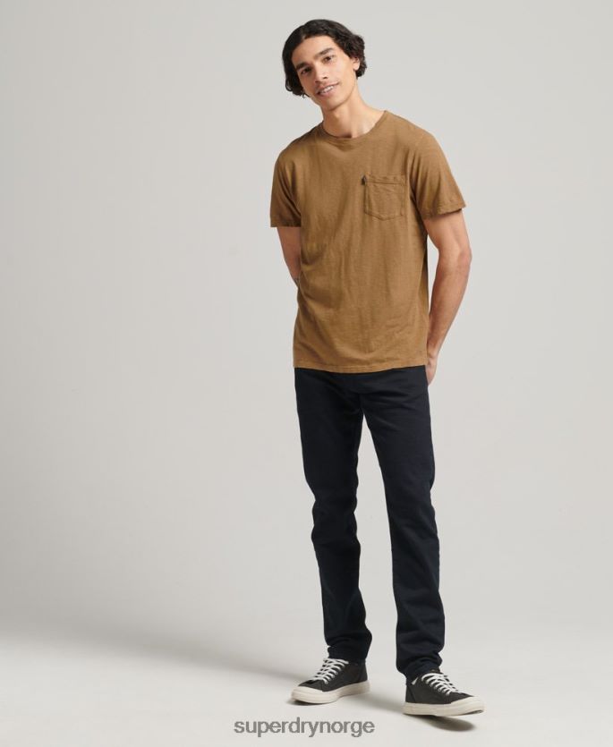 Superdry brun klær 86P46D4905 t-skjorte med rund hals i økologisk bomull menn