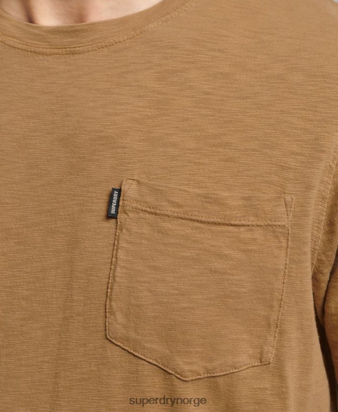 Superdry brun klær 86P46D4905 t-skjorte med rund hals i økologisk bomull menn