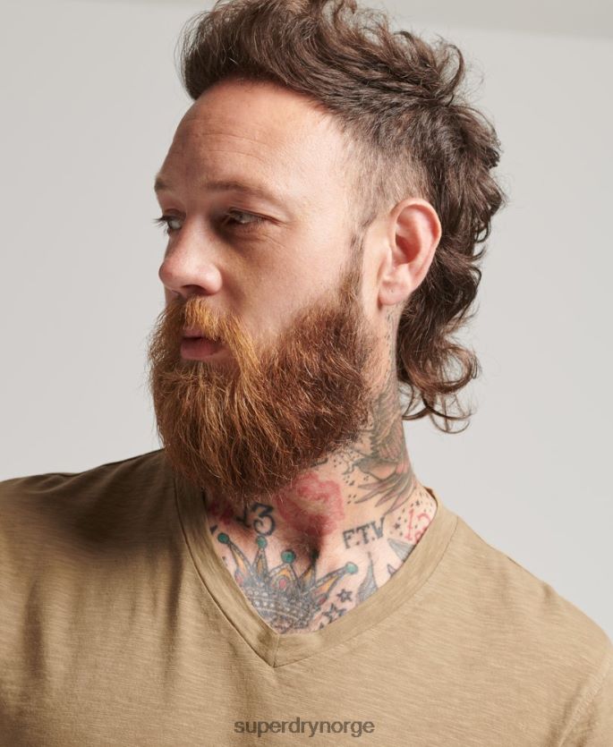 Superdry brun klær 86P46D4923 t-skjorte med v-hals menn