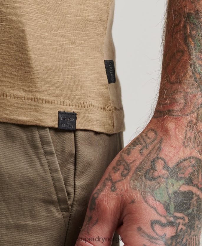 Superdry brun klær 86P46D4923 t-skjorte med v-hals menn
