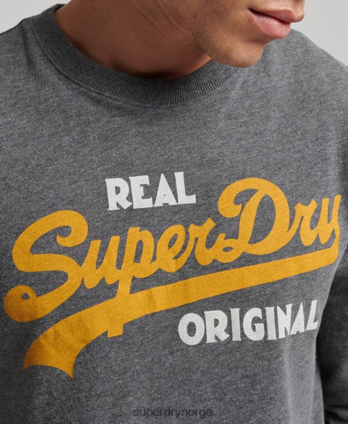 Superdry grå klær 86P46D1481 vintage logo brus langermet topp menn