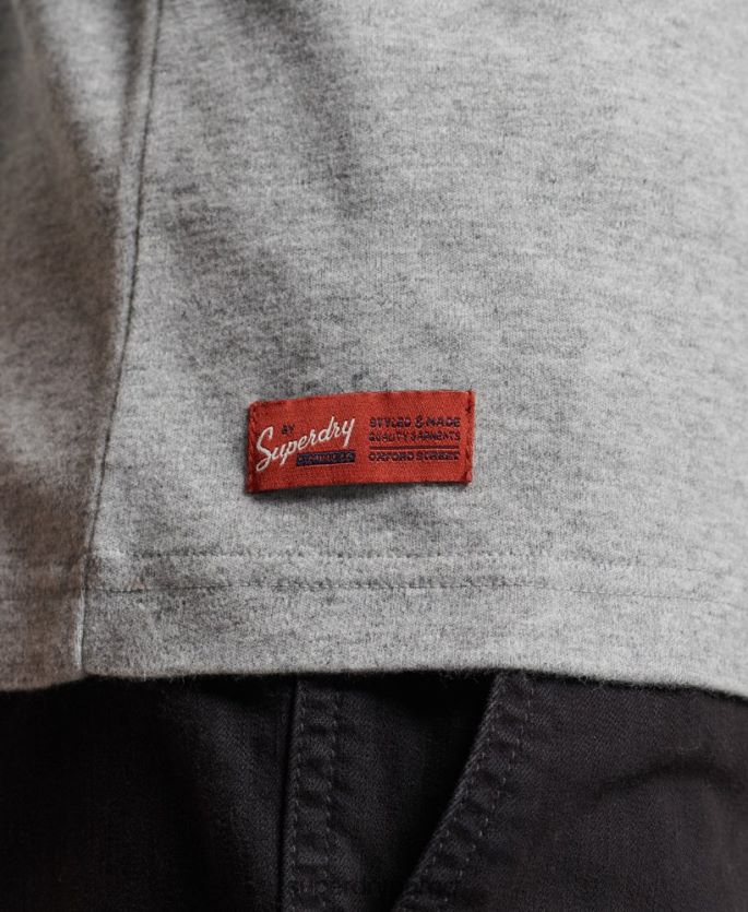 Superdry grå klær 86P46D1543 vintage logobrodert henley topp i økologisk bomull menn