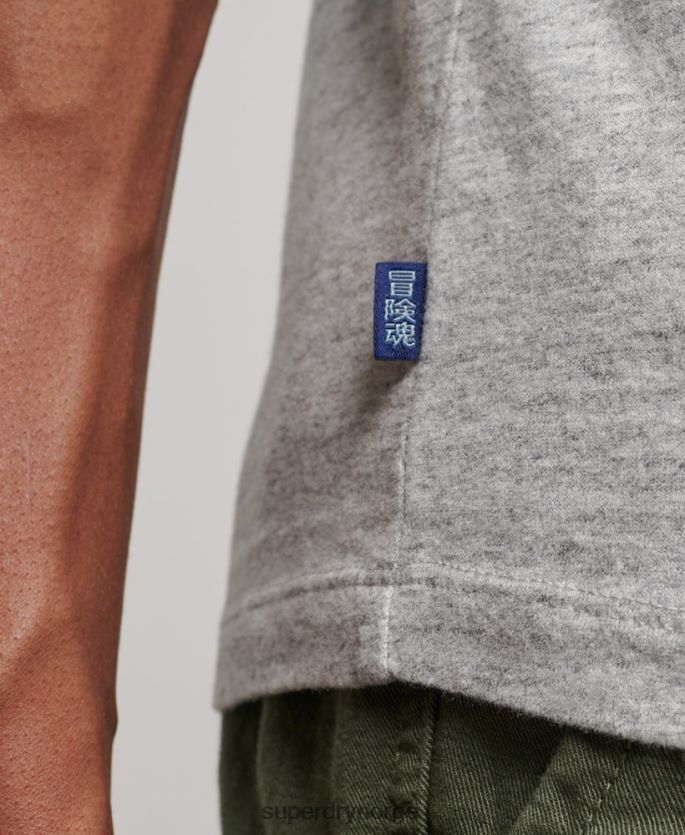 Superdry grå klær 86P46D1547 vintage logobrodert topp i økologisk bomull menn