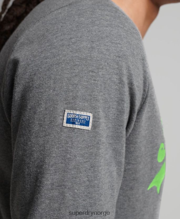 Superdry grå klær 86P46D1553 vintage logo amerikansk klassisk topp menn