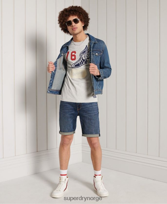 Superdry grå klær 86P46D1558 langermet overdye collegiate topp menn