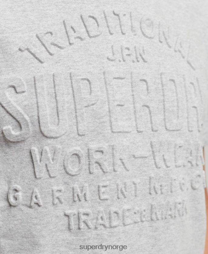 Superdry grå klær 86P46D4855 t-skjorte med preget skriftstil menn