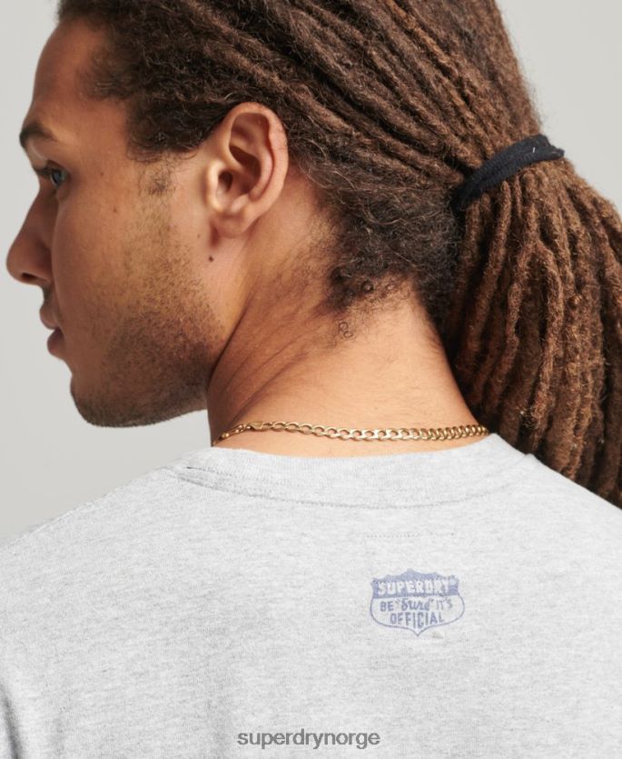 Superdry grå klær 86P46D4855 t-skjorte med preget skriftstil menn