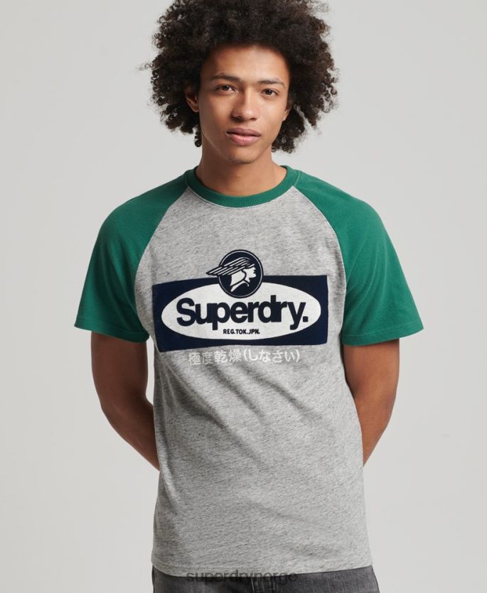 Superdry grå klær 86P46D4872 kjerne-logografisk raglan-t-skjorte menn