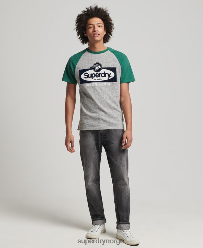 Superdry grå klær 86P46D4872 kjerne-logografisk raglan-t-skjorte menn