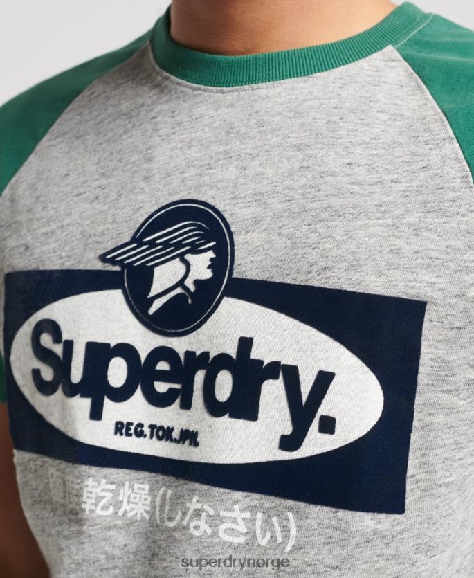 Superdry grå klær 86P46D4872 kjerne-logografisk raglan-t-skjorte menn