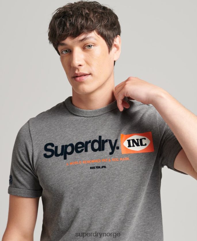 Superdry grå klær 86P46D4912 core logo grafisk ringer t-skjorte menn