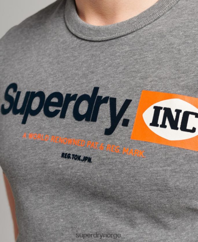 Superdry grå klær 86P46D4912 core logo grafisk ringer t-skjorte menn
