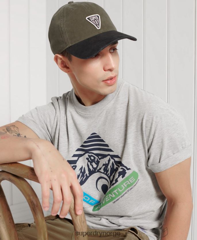 Superdry grå klær 86P46D4915 fjell grafisk t-skjorte med avslappet passform menn