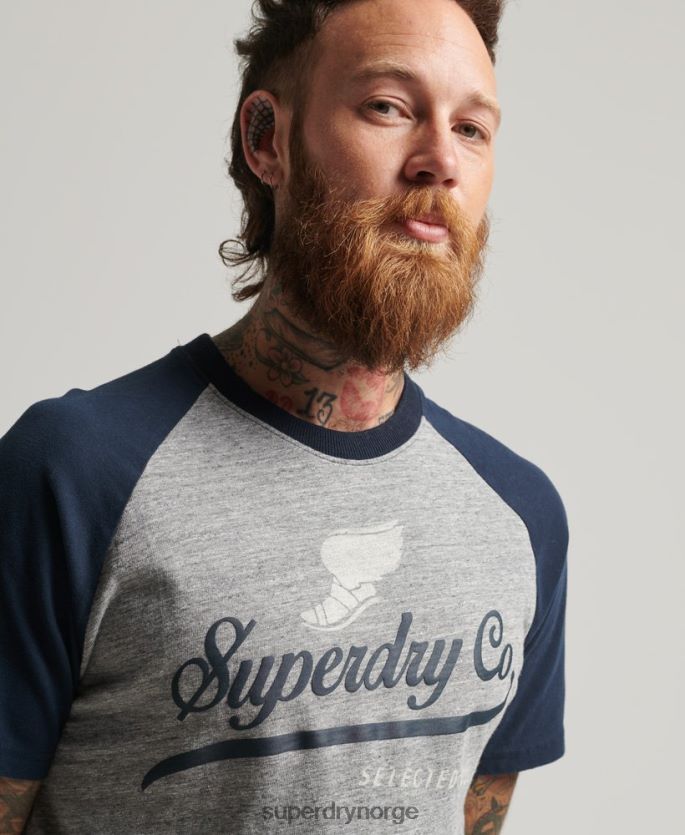 Superdry grå klær 86P46D4972 achilles grafisk raglan t-skjorte menn