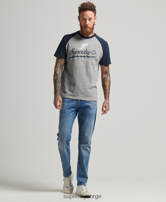 Superdry grå klær 86P46D4972 achilles grafisk raglan t-skjorte menn