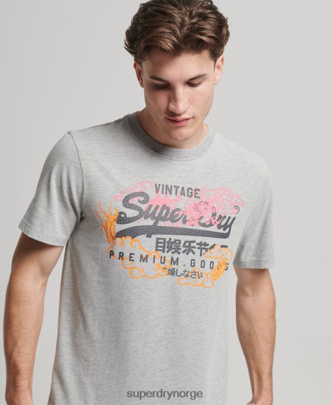 Superdry grå klær 86P46D61 japansk t-skjorte med grafisk logo menn