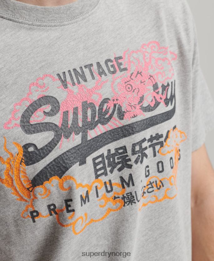 Superdry grå klær 86P46D61 japansk t-skjorte med grafisk logo menn
