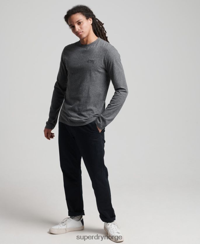 Superdry grå klær 86P46D6401 vintage logobrodert topp i økologisk bomull menn