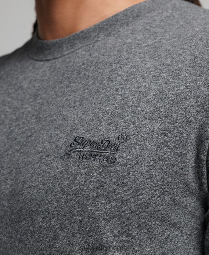 Superdry grå klær 86P46D6401 vintage logobrodert topp i økologisk bomull menn
