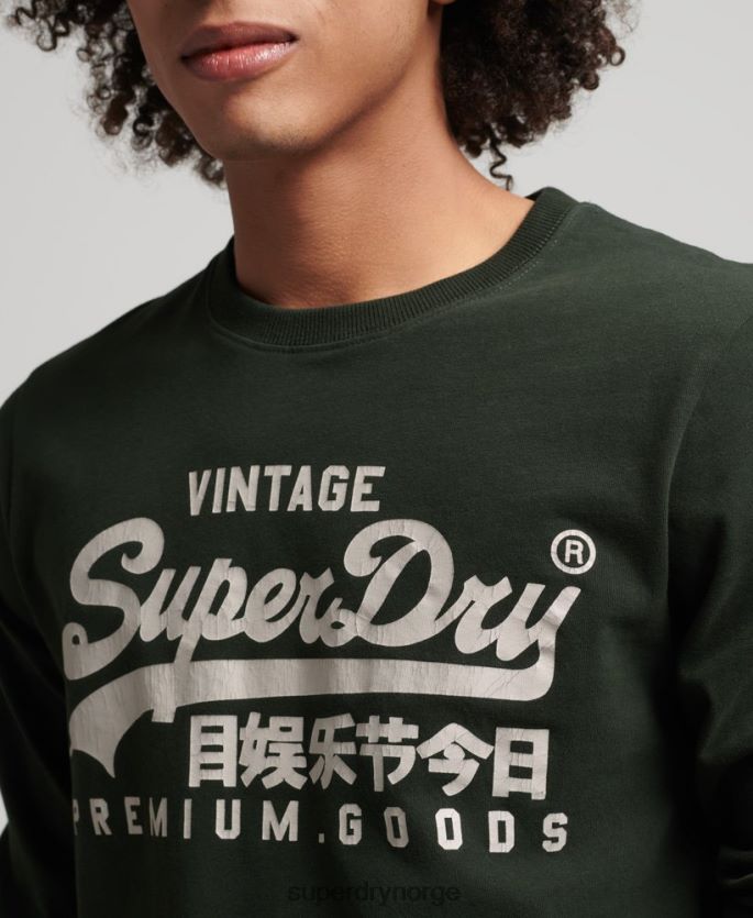 Superdry grønn klær 86P46D1555 vintage-logo med lang ermet topp menn