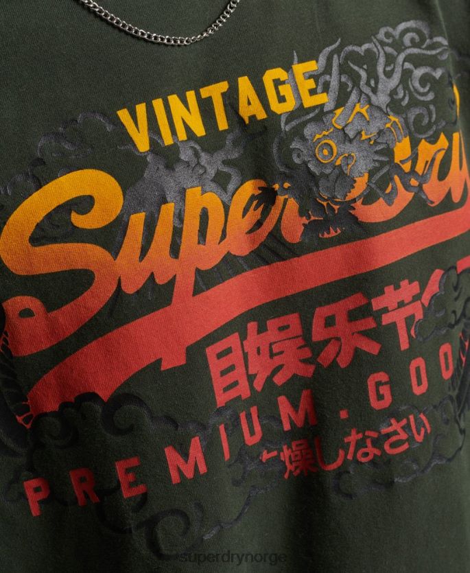 Superdry grønn klær 86P46D1563 vintage logo narrativ langermet topp menn