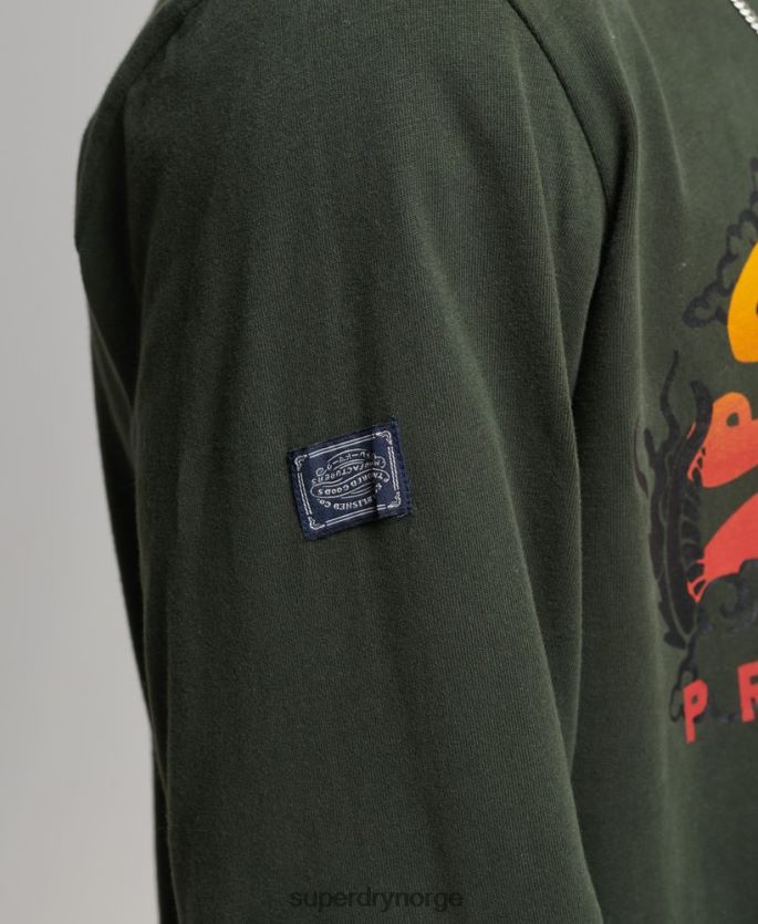Superdry grønn klær 86P46D1563 vintage logo narrativ langermet topp menn