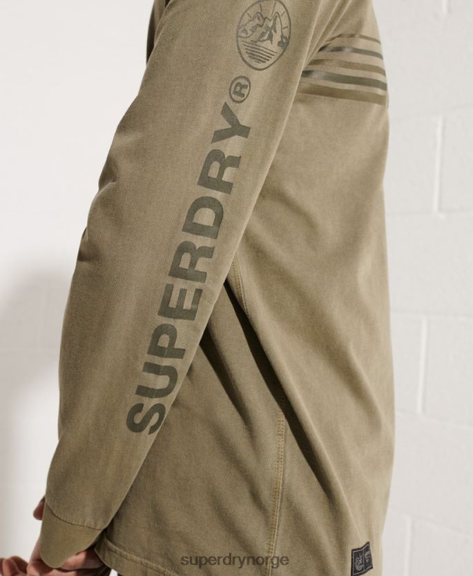 Superdry grønn klær 86P46D1576 ekspedisjon grafisk langermet topp menn