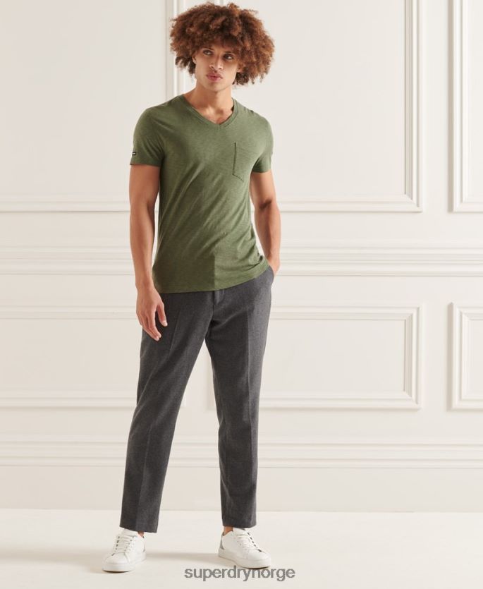 Superdry grønn klær 86P46D4846 t-skjorte med v-hals i økologisk bomull menn