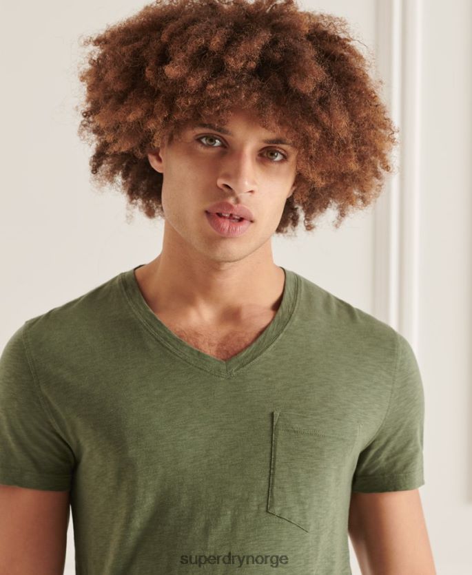 Superdry grønn klær 86P46D4846 t-skjorte med v-hals i økologisk bomull menn