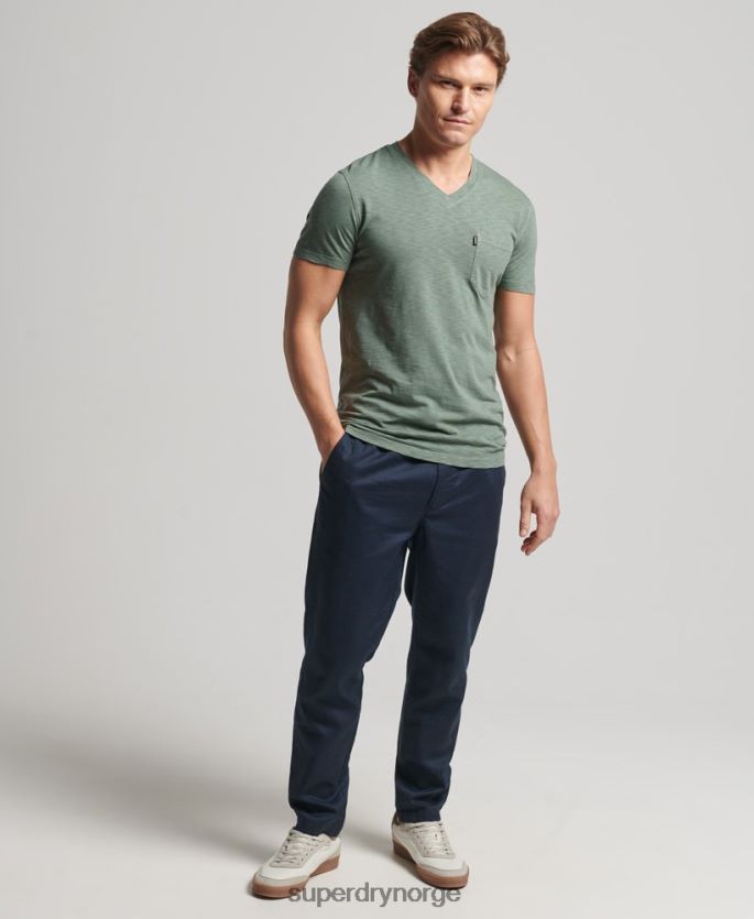 Superdry grønn klær 86P46D4857 t-skjorte med v-hals i økologisk bomull menn