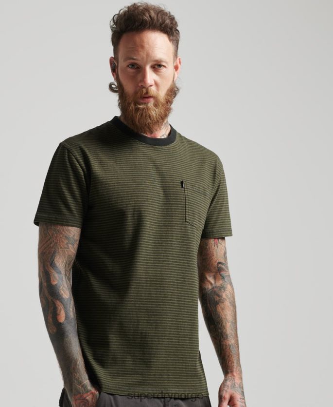 Superdry grønn klær 86P46D4882 t-skjorte med striper i økologisk bomull menn
