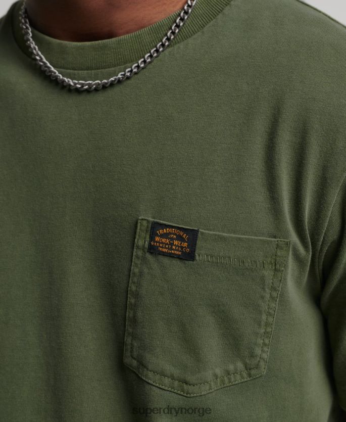 Superdry grønn klær 86P46D4929 t-skjorte for arbeidsklær i økologisk bomull menn