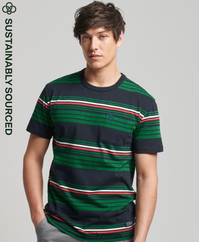 Superdry grønn klær 86P46D4934 vintage stripe t-skjorte menn