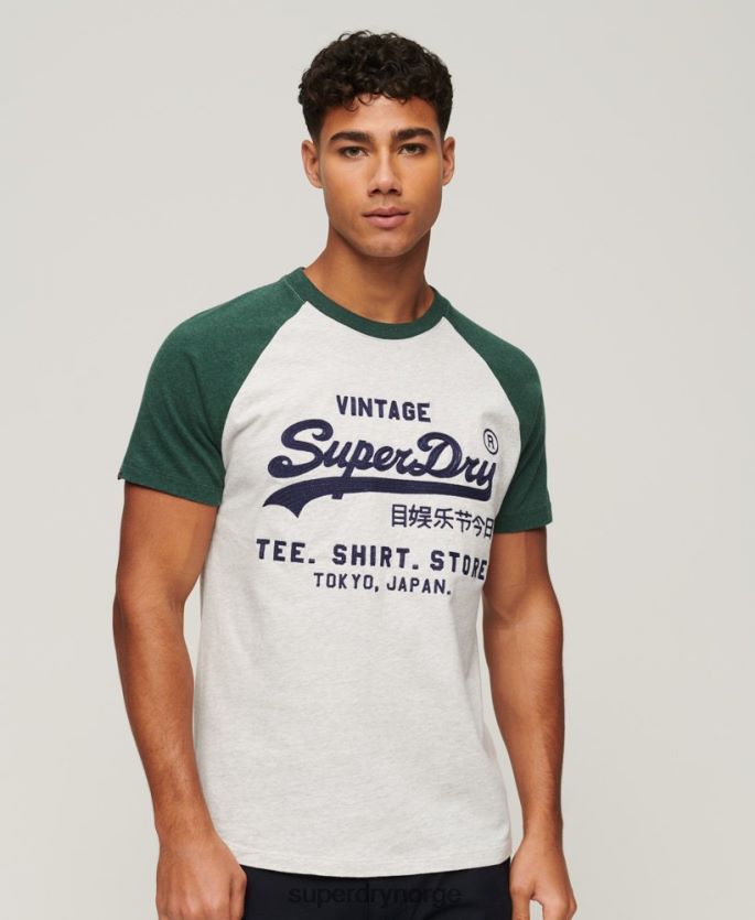 Superdry grønn klær 86P46D51 vintage logobutikk raglan t-skjorte menn