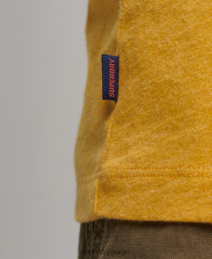 Superdry gul klær 86P46D1484 essensiell langermet baseballtopp i økologisk bomull menn