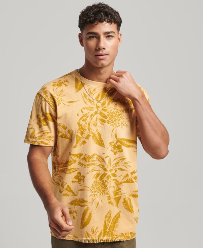 Superdry gul klær 86P46D32 overfarget t-skjorte med trykk menn
