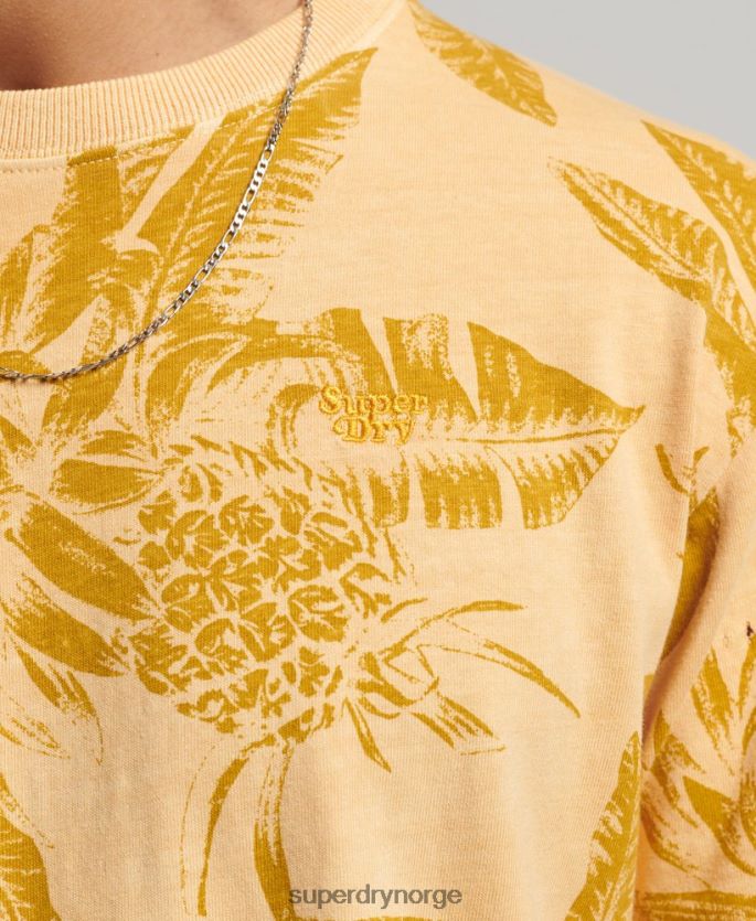Superdry gul klær 86P46D32 overfarget t-skjorte med trykk menn