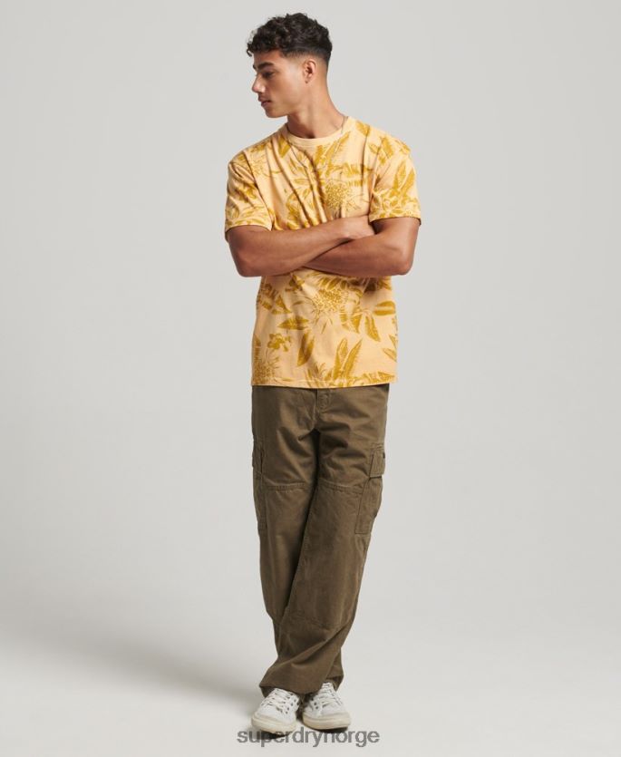 Superdry gul klær 86P46D32 overfarget t-skjorte med trykk menn