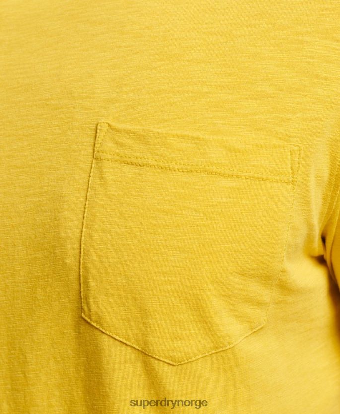 Superdry gul klær 86P46D4817 t-skjorte med rund hals i økologisk bomull menn