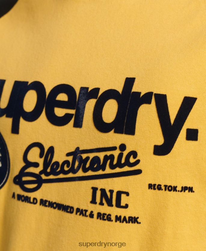 Superdry gul klær 86P46D4860 kjerne-logografisk raglan-t-skjorte menn