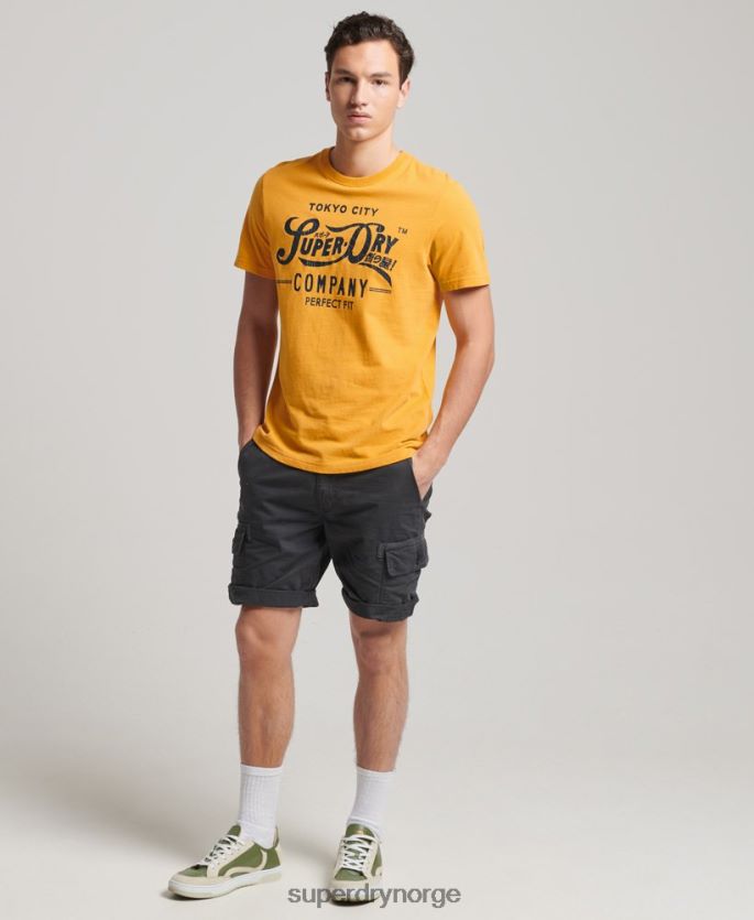 Superdry gul klær 86P46D4948 script stil college t-skjorte menn