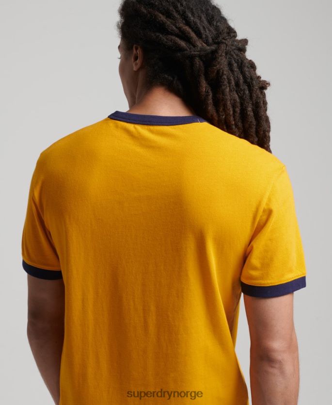 Superdry gull klær 86P46D4933 vintage avslappet ringer-t-skjorte i økologisk bomull menn