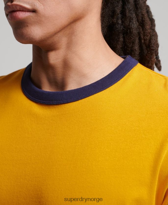 Superdry gull klær 86P46D4933 vintage avslappet ringer-t-skjorte i økologisk bomull menn