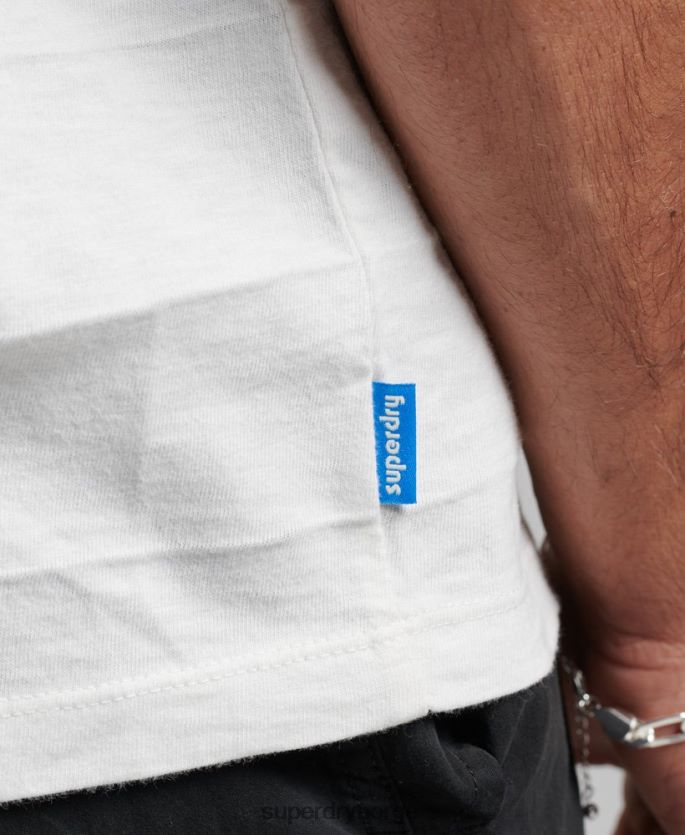 Superdry hvit klær 86P46D10 t-skjorte med vintage tekstur i økologisk bomull menn